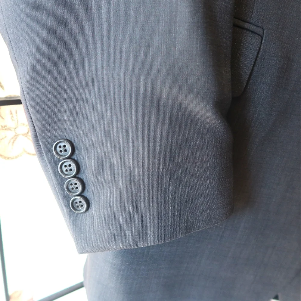 Pronto Uomo Grey Teal Suit Jacket Size 44 Long